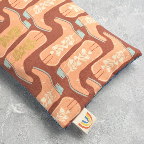 Golden Floral Cowboy Boots Weighted Eye Pillow Hot/Cold Pack - Picture 3 of 4